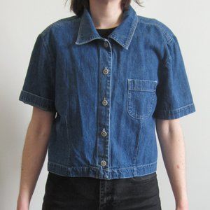 Vintage 90s button-up crop denim top
